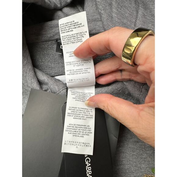 NWT Dolce & Gabbana Embellished Floral Logo Hoodie Gray Women US M - Picture 10 of 16